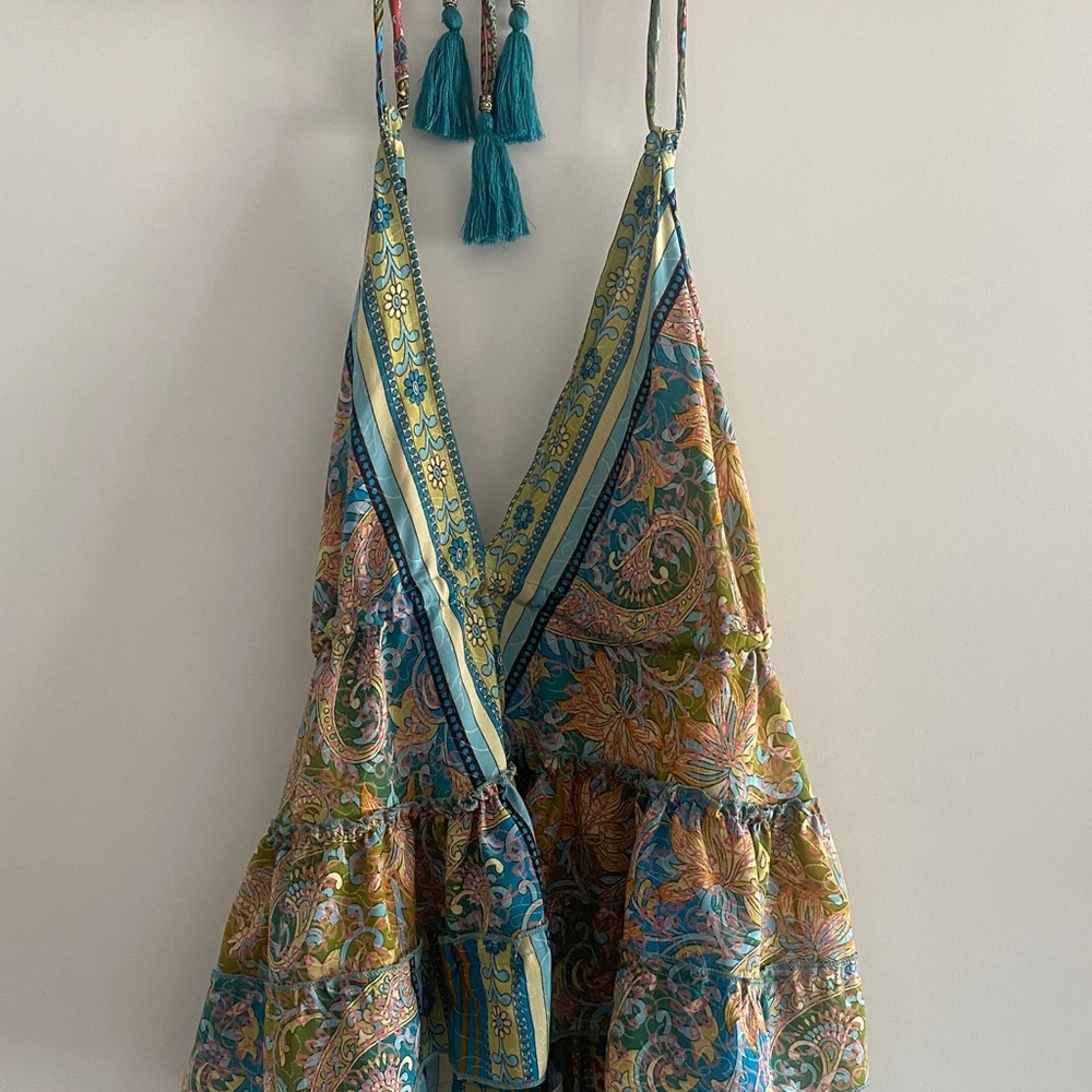 Bohemian Paisley Print Dress with Tassels